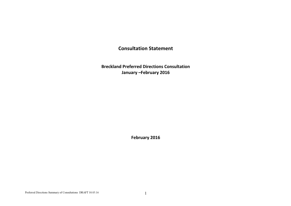 Breckland Preferred Directions Consultation January – February 2016