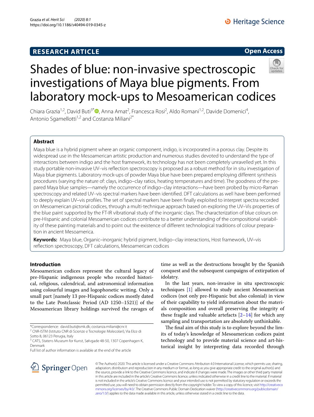 Non-Invasive Spectroscopic Investigations of Maya Blue