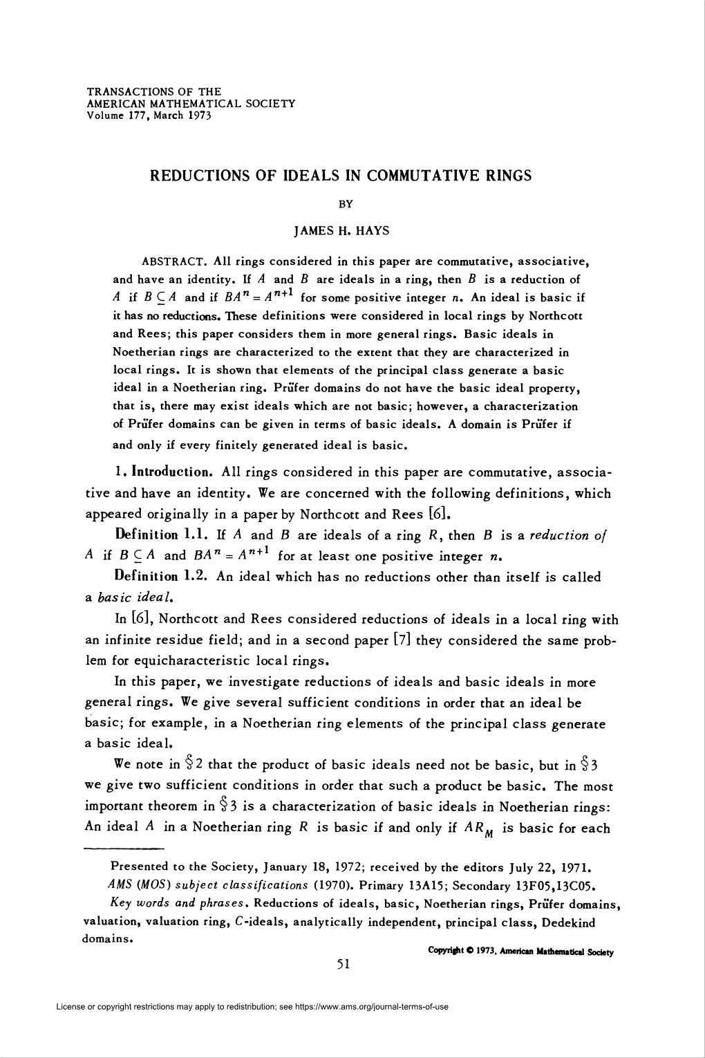 Reductions of Ideals in Commutative Rings 53