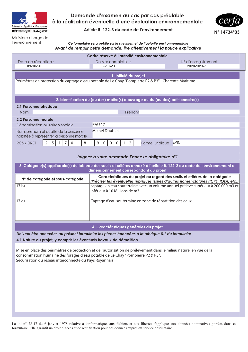 Demande D'examen Au Cas Par Cas Préalable À La Réalisation Éventuelle