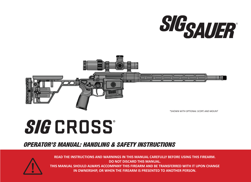 Sig Cross® Operator’S Manual: Handling & Safety Instructions