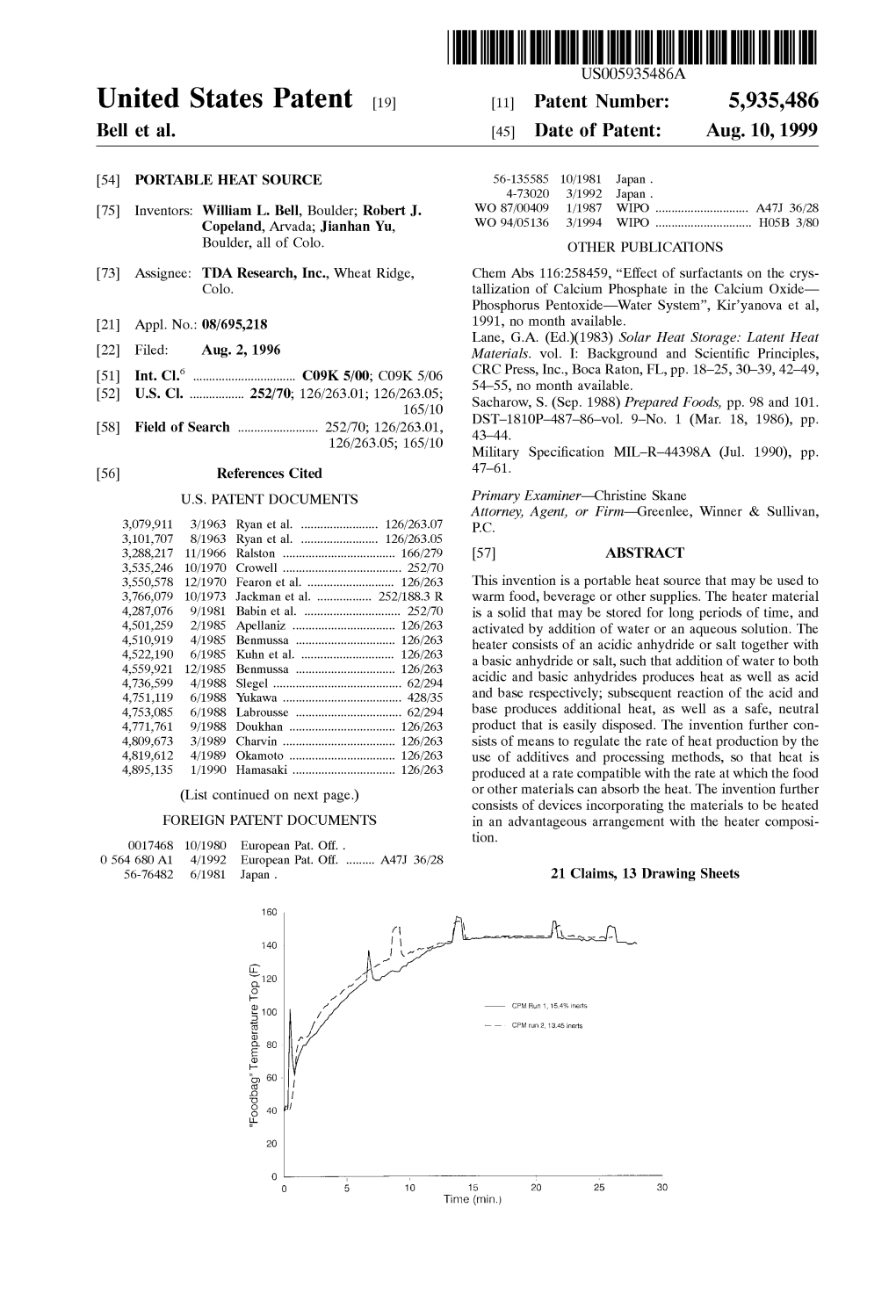 United States Patent (19) 11 Patent Number: 5,935,486 Bell Et Al