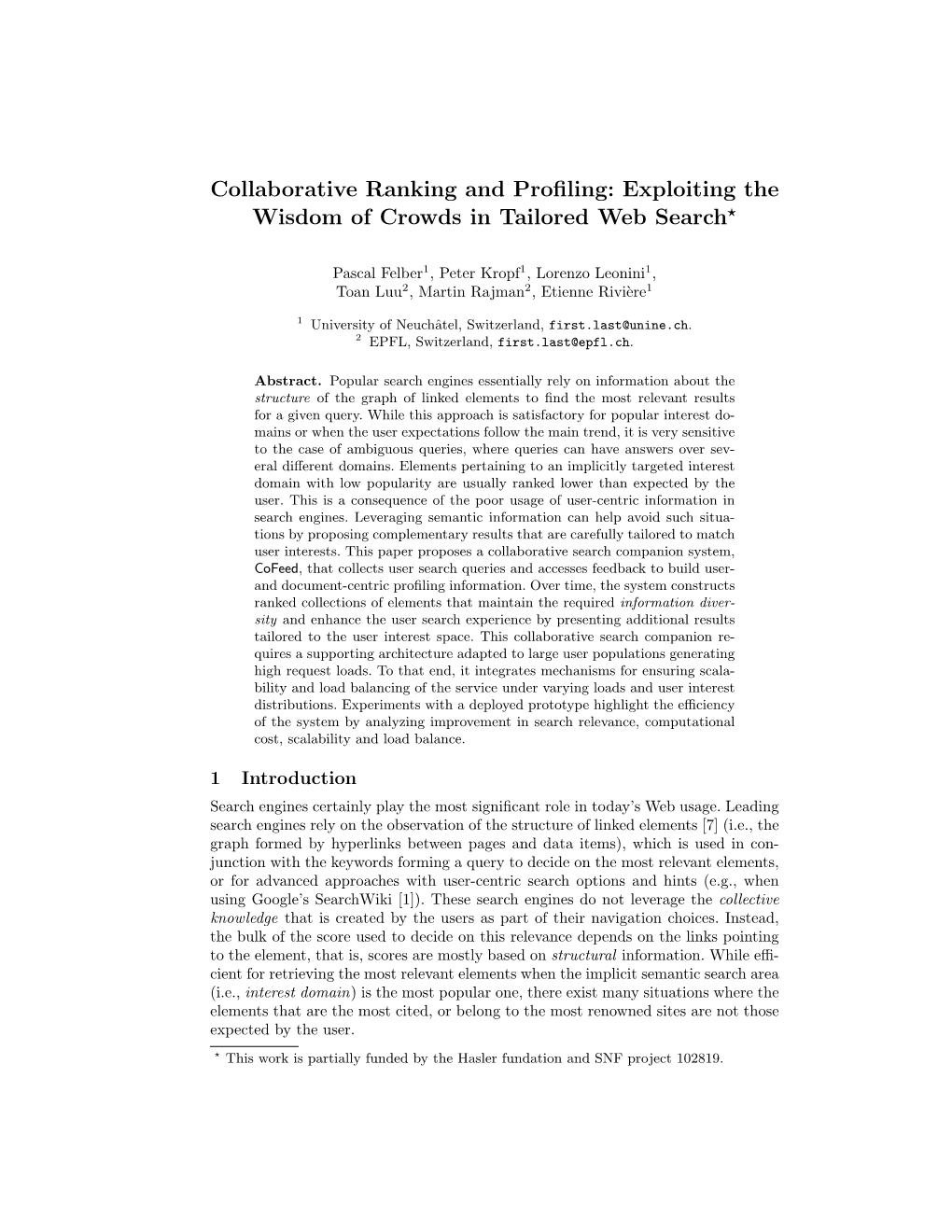 Collaborative Ranking and Profiling