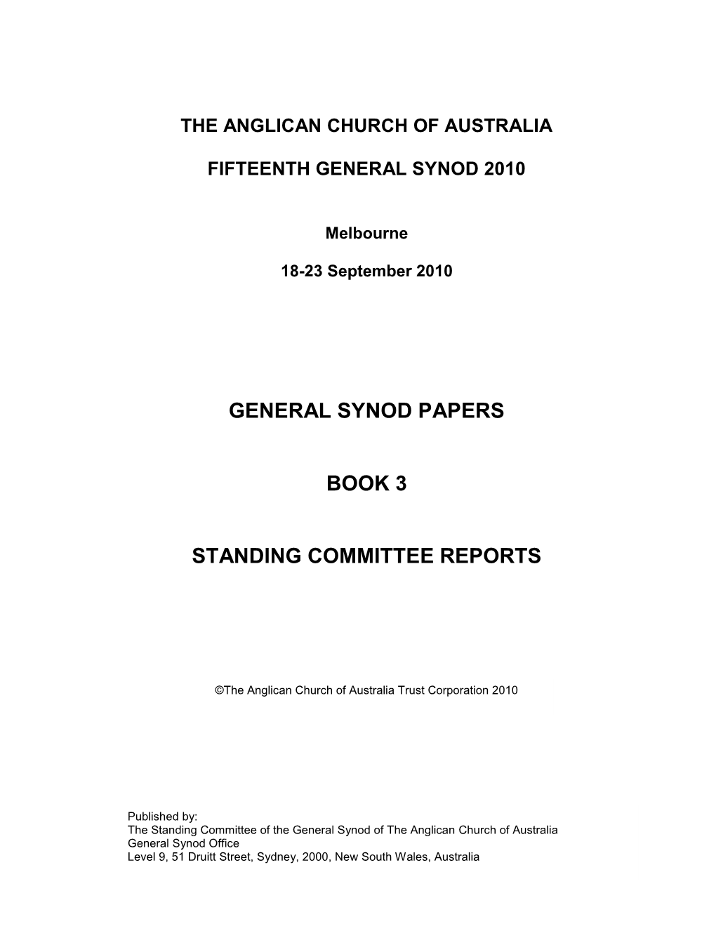 Standing Committee Reports