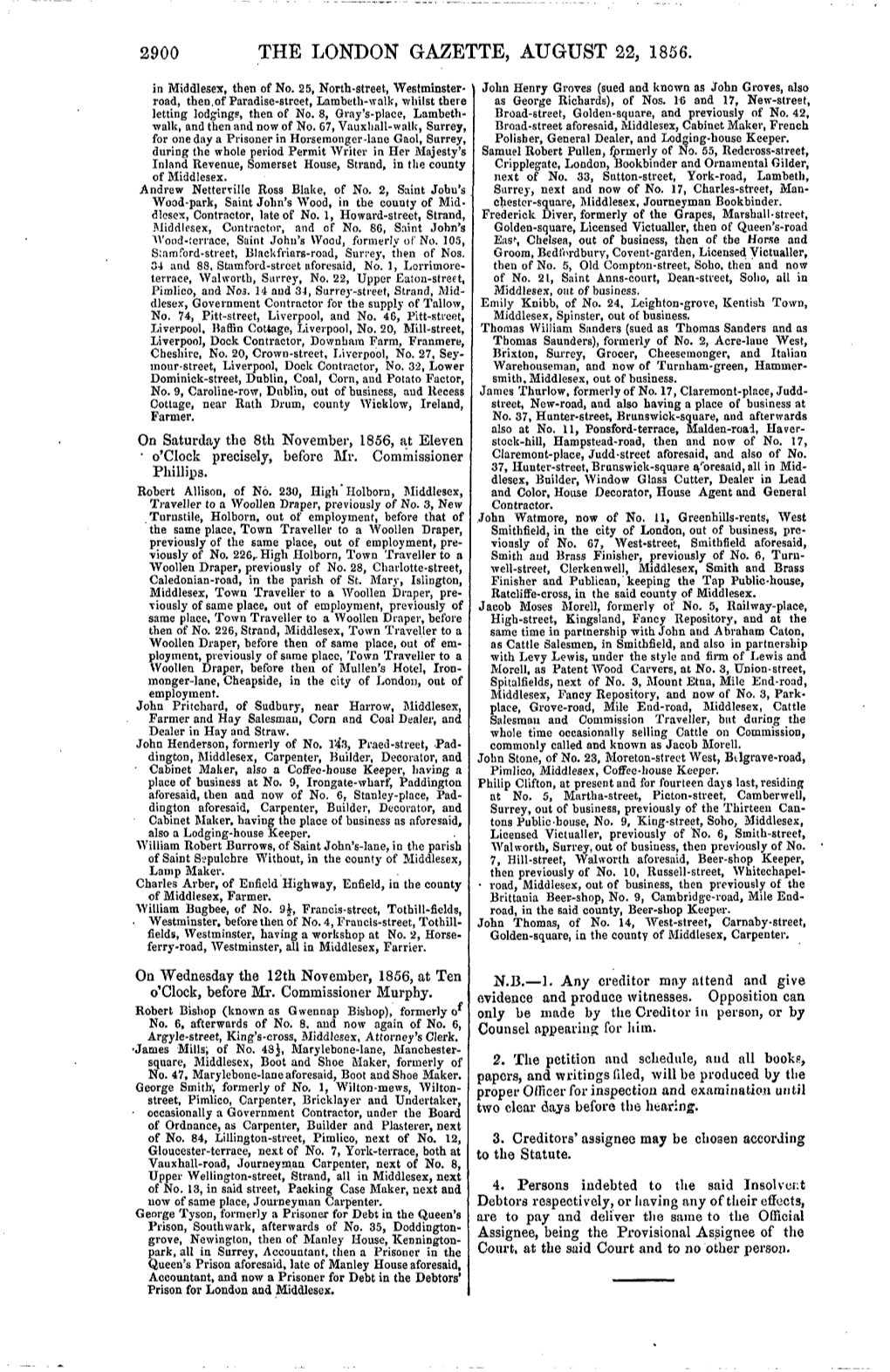 The London Gazette, August 22, 1856