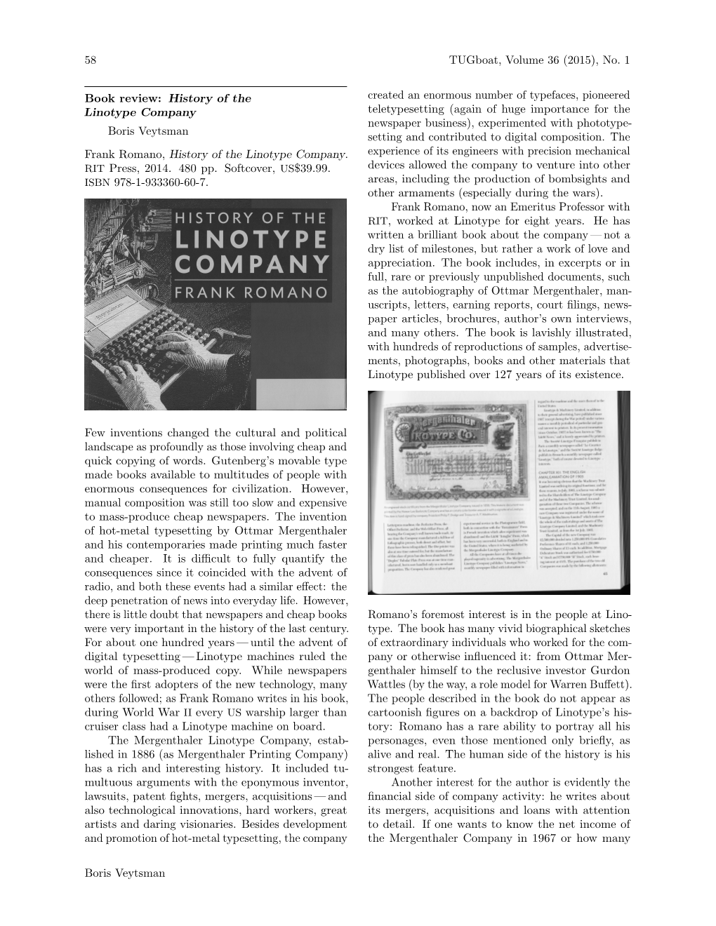 History of the Linotype Company, by Frank Romano