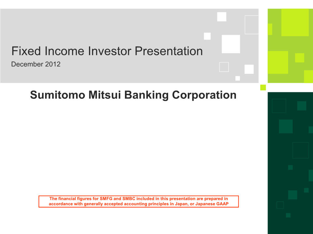 Fixed Income Investor Presentation December 2012