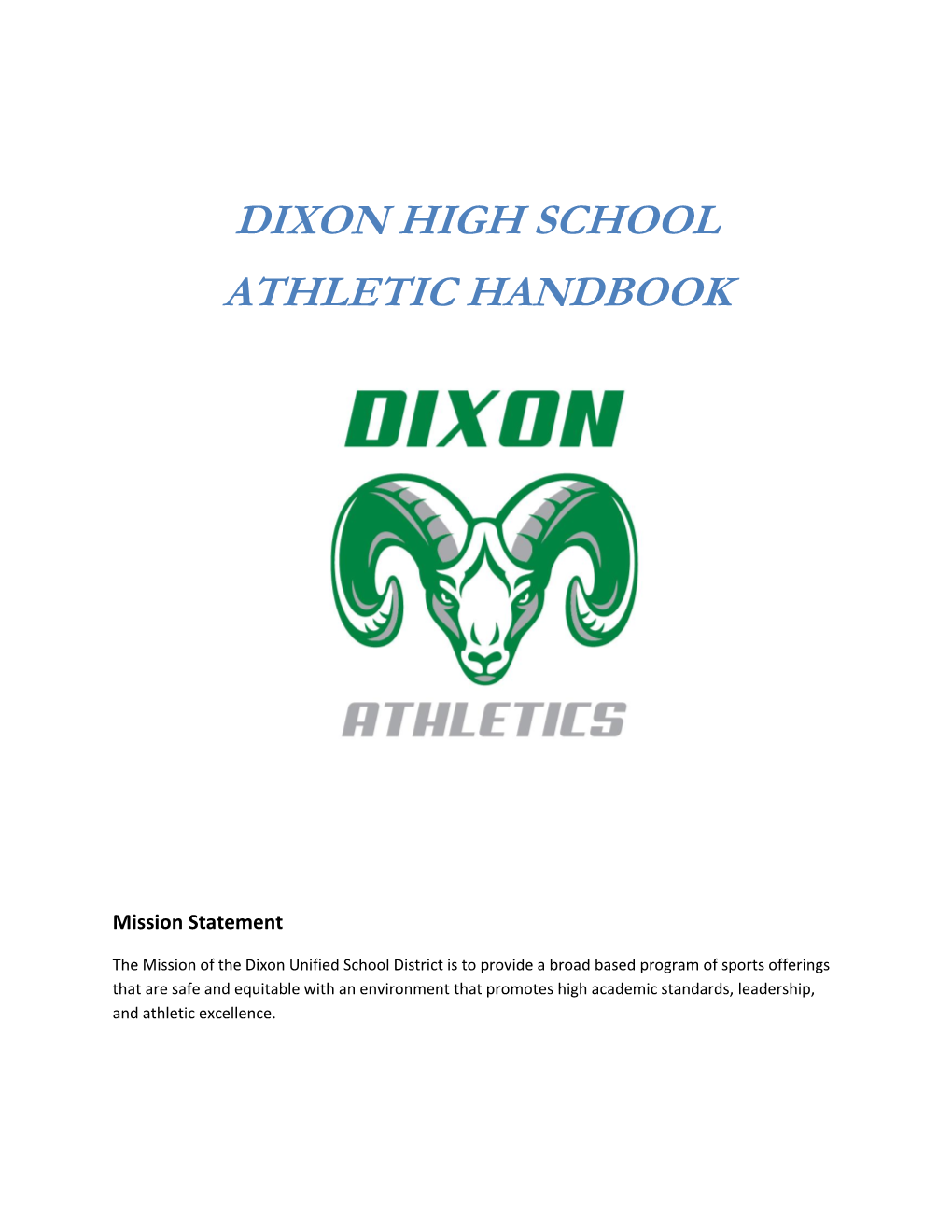 Dixon High School Athletic Handbook