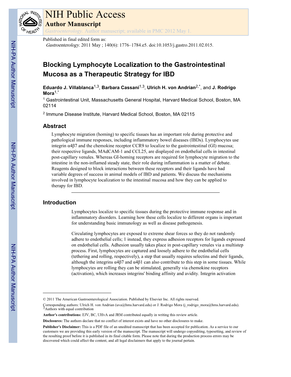 NIH Public Access Author Manuscript Gastroenterology