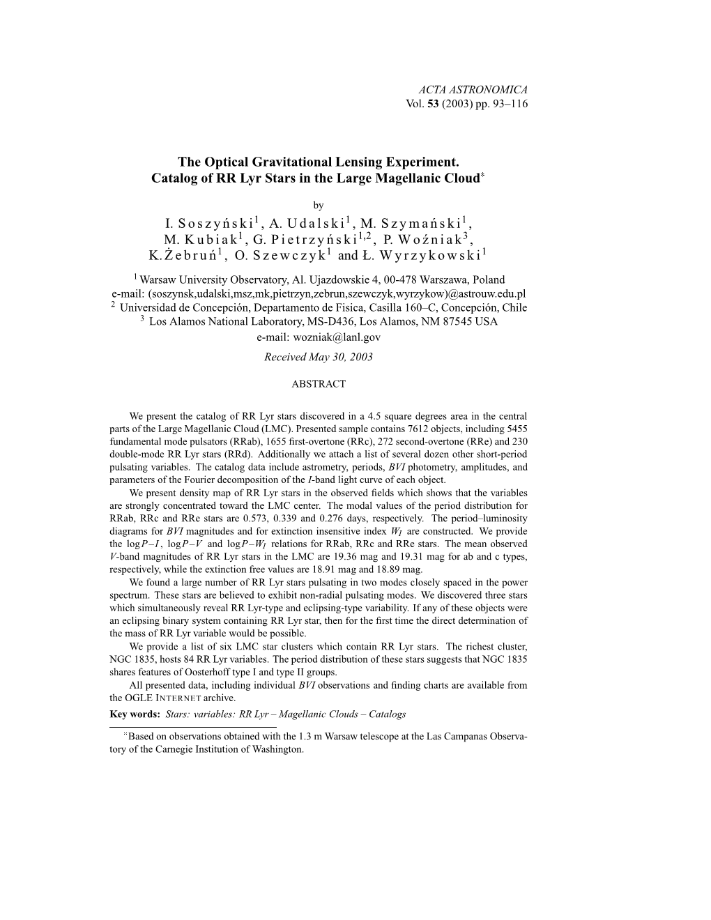 The Optical Gravitational Lensing Experiment. Catalog of RR Lyr