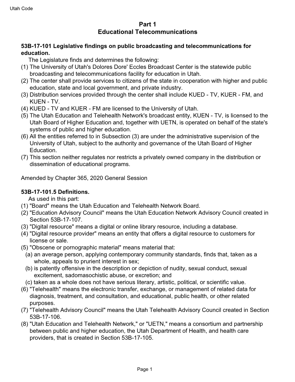 Part 1 Educational Telecommunications