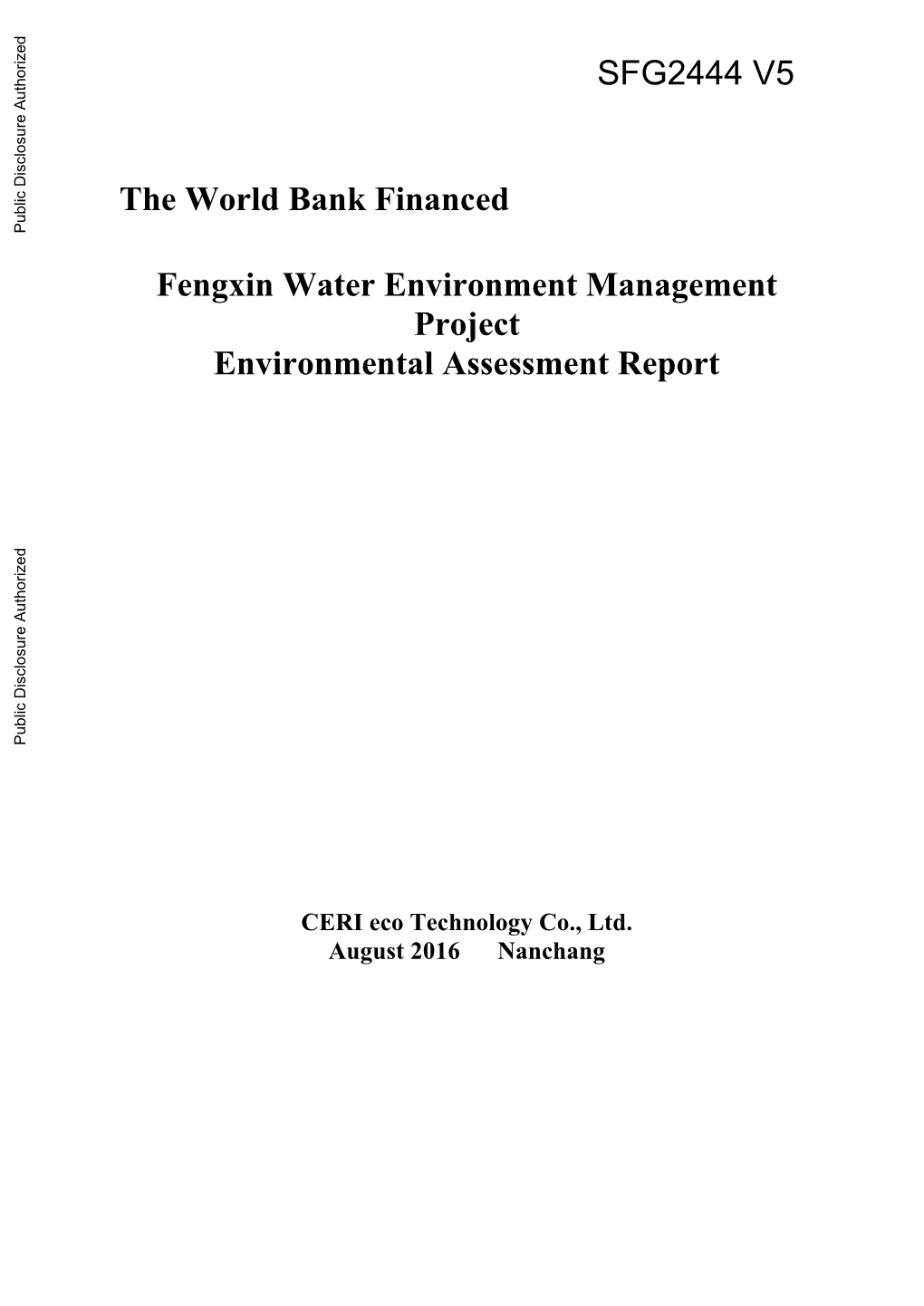 Environmental Assessment Report