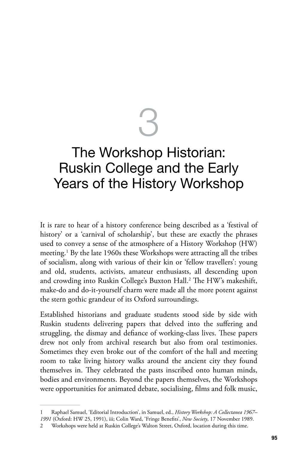 Ruskin College and the Early Years of the History Workshop