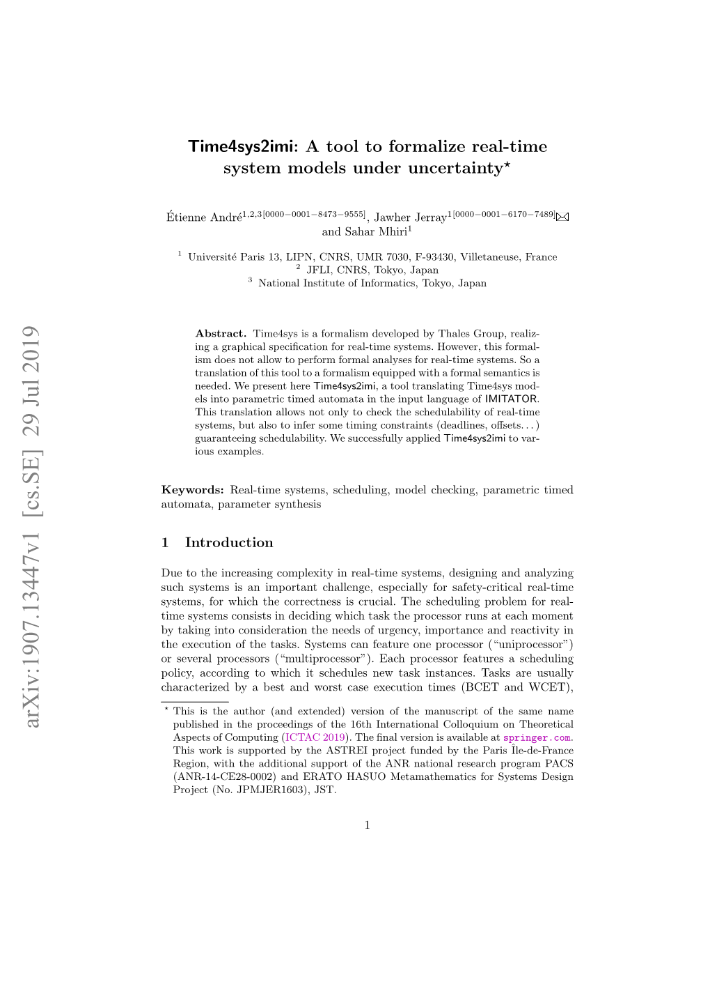 A Tool to Formalize Real-Time System Models Under Uncertainty?