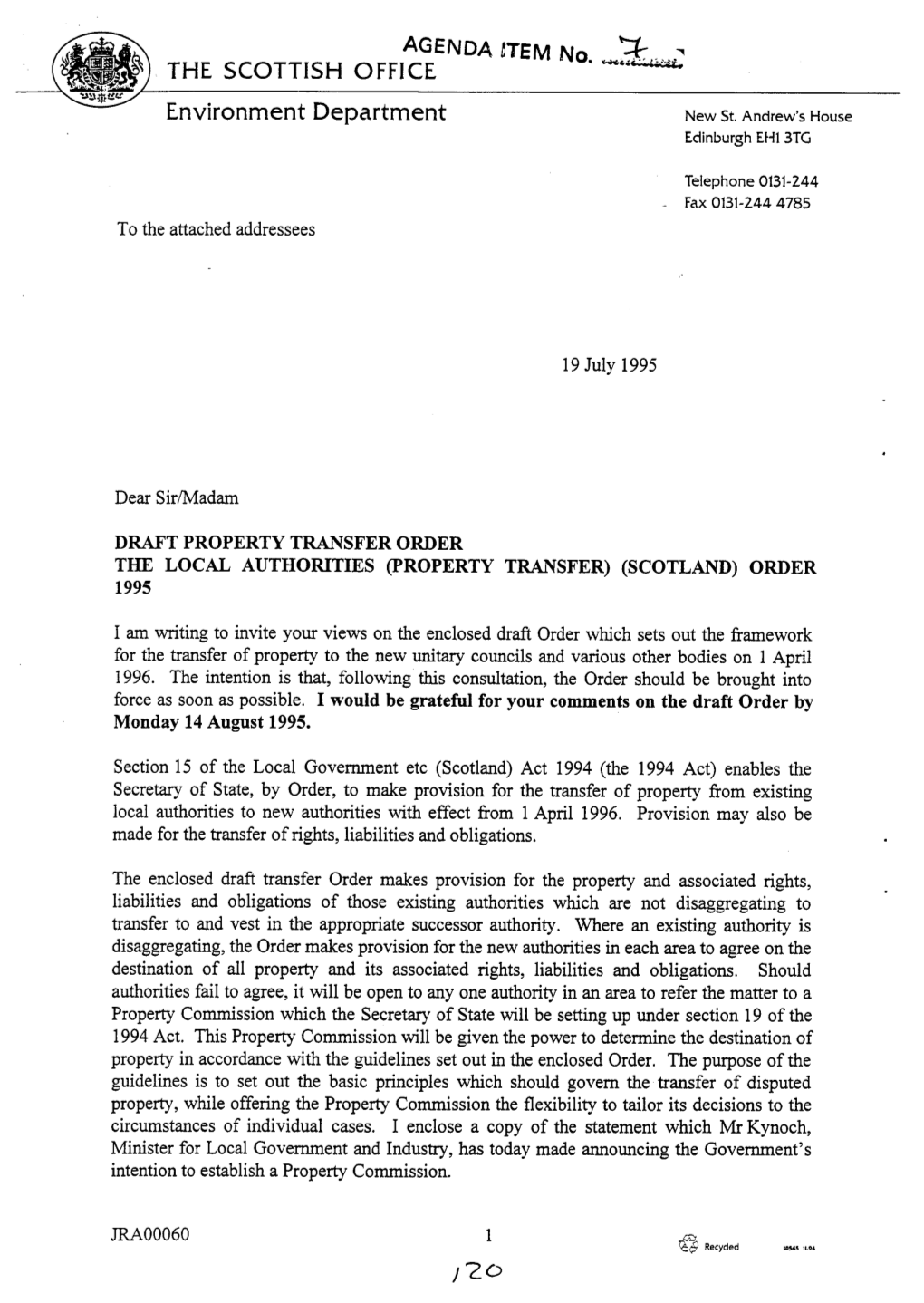 (Property Transfer) (Scotland) Order 1995