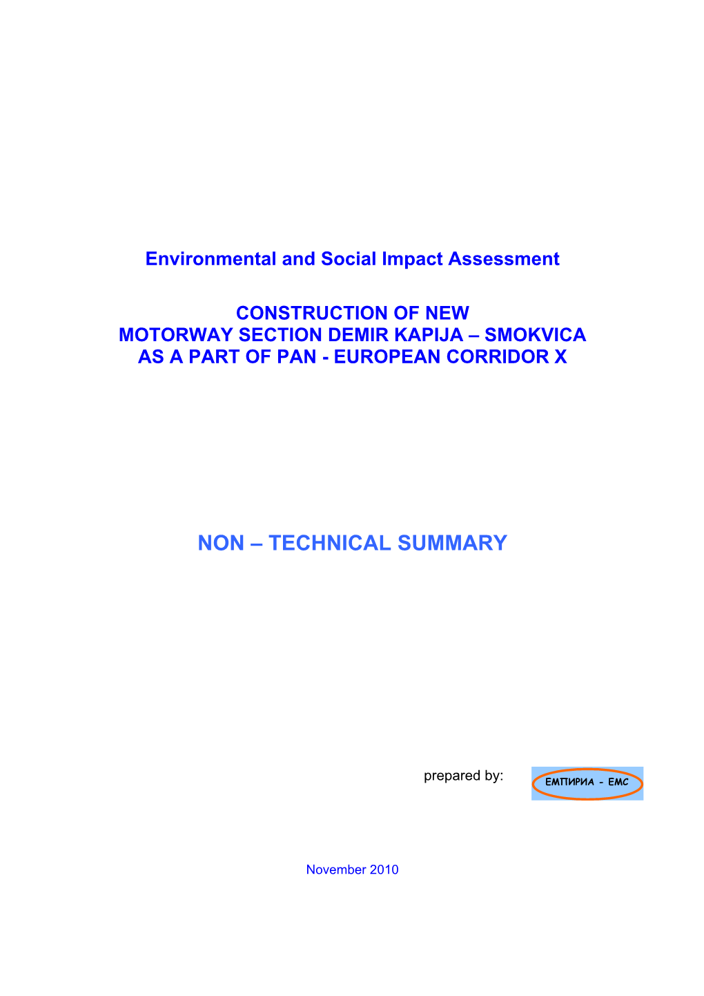 Environmental and Social Impact Assessment