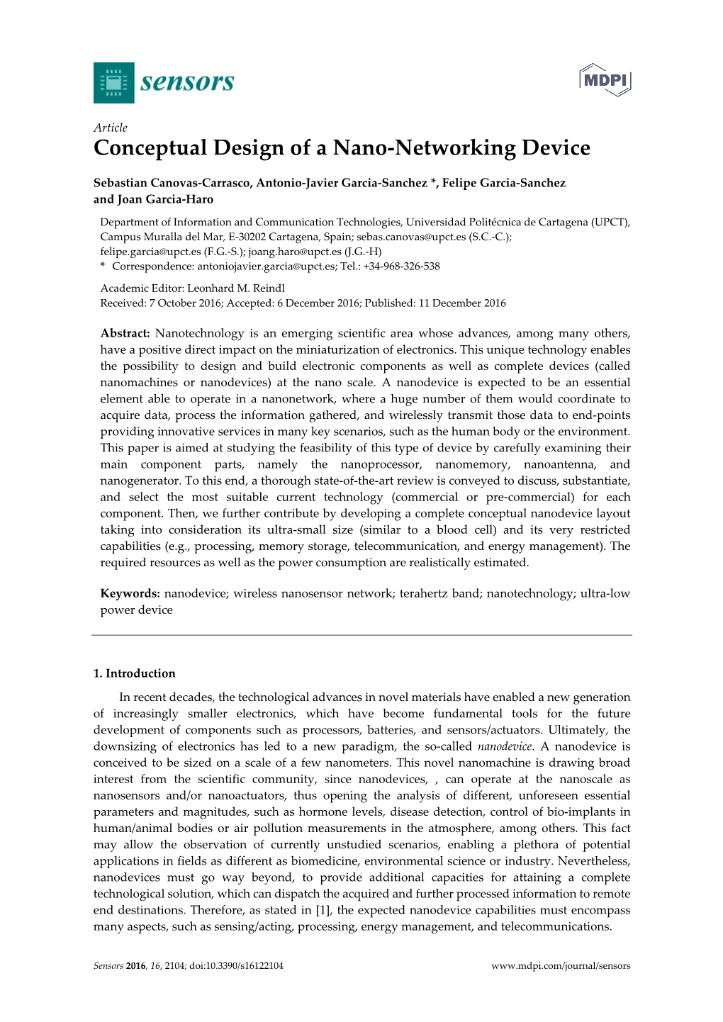 Conceptual Design of a Nano-Networking Device