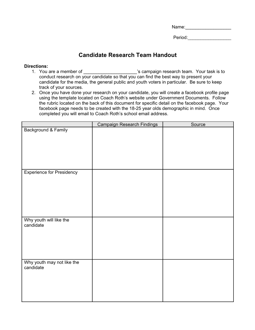 Candidate Research Team Handout