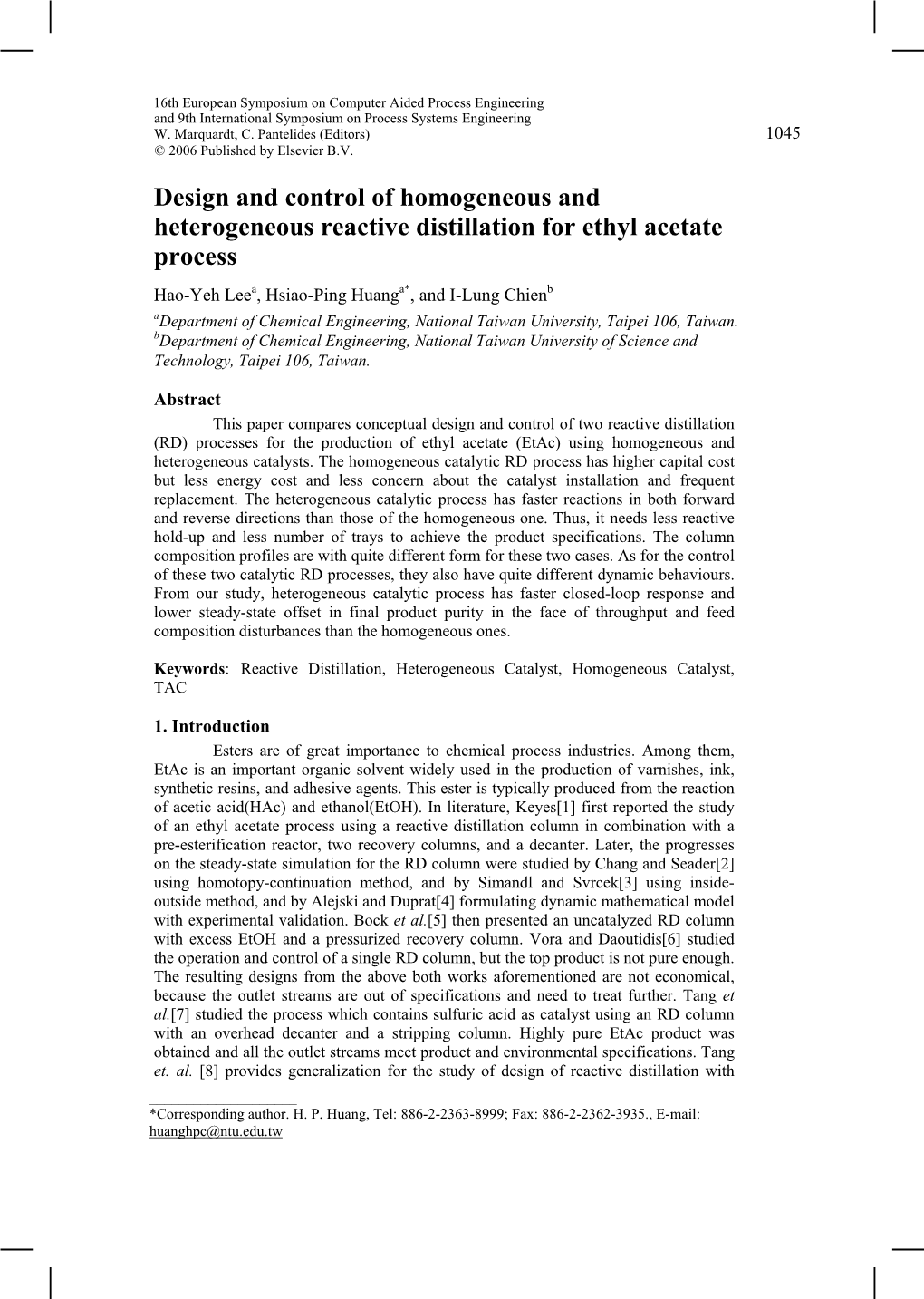 Design and Control of Homogeneous and Heterogeneous Reactive