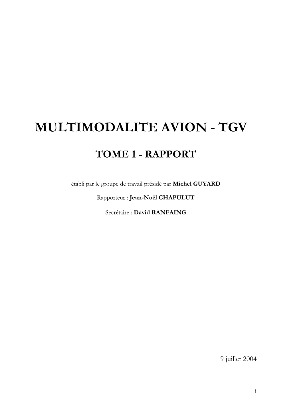 Multimodalite Avion - Tgv