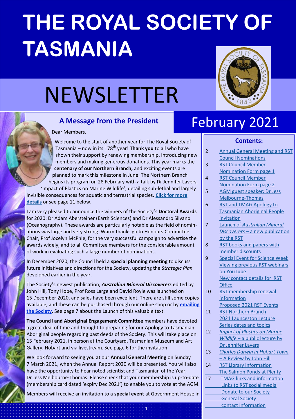 Royal-Society-Of-Tasmania-February-2021-Newsletter.Pdf