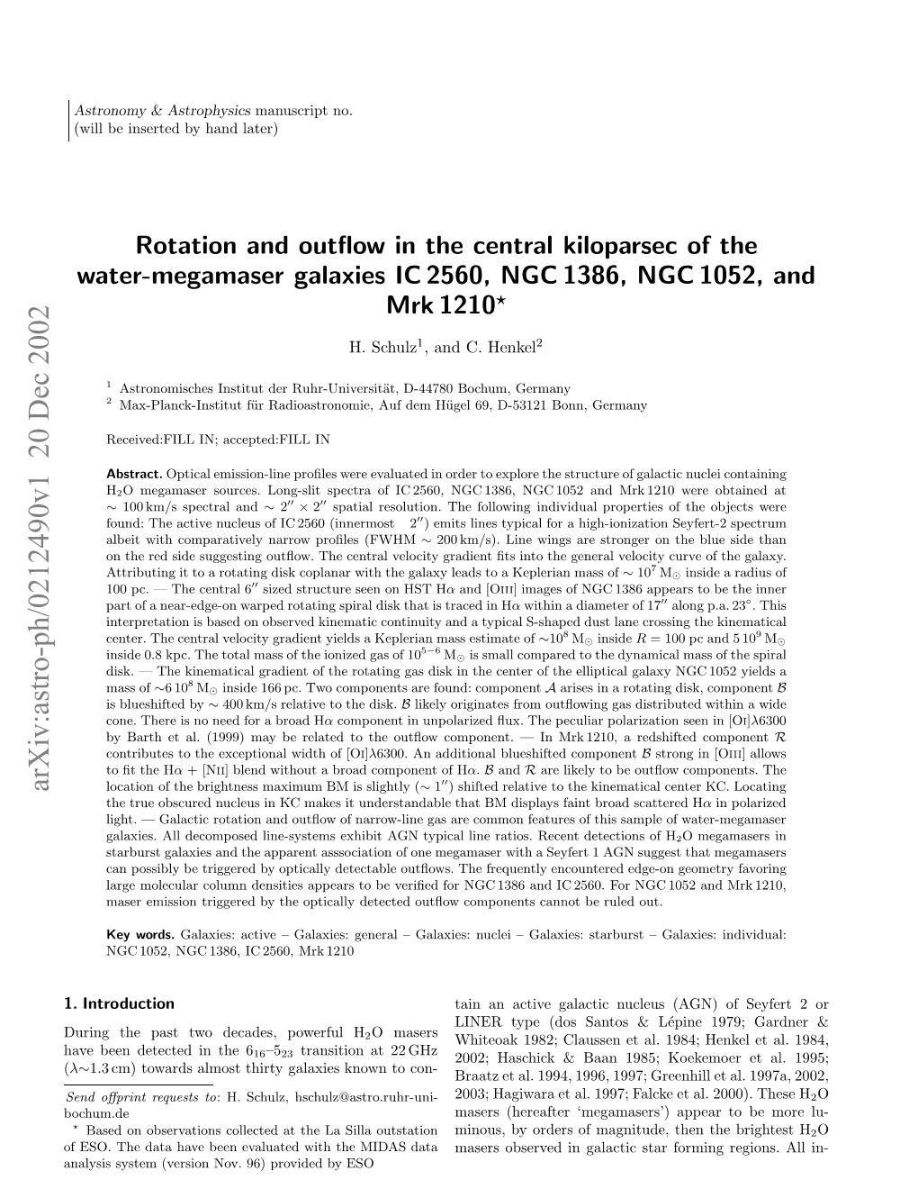 Rotation and Outflow in the Central Kiloparsec of the Water Megamaser