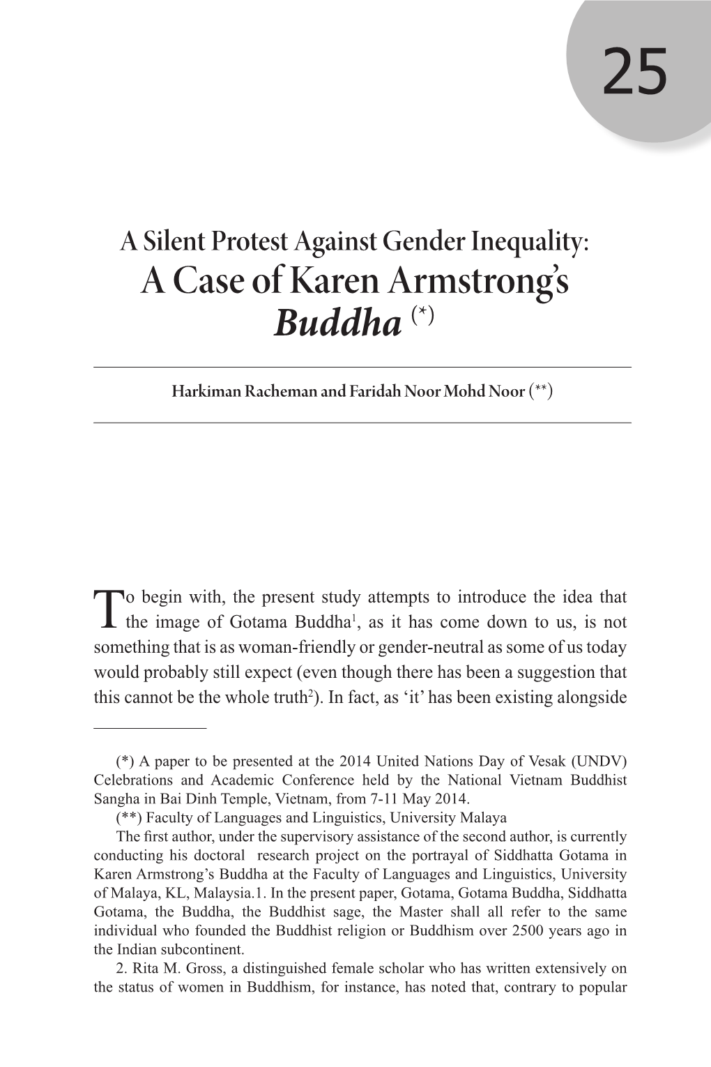 A Case of Karen Armstrong's Buddha