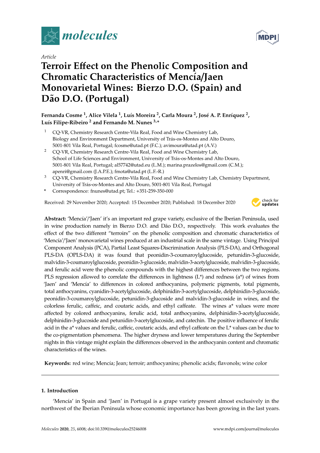 Terroir Effect on the Phenolic Composition and Chromatic