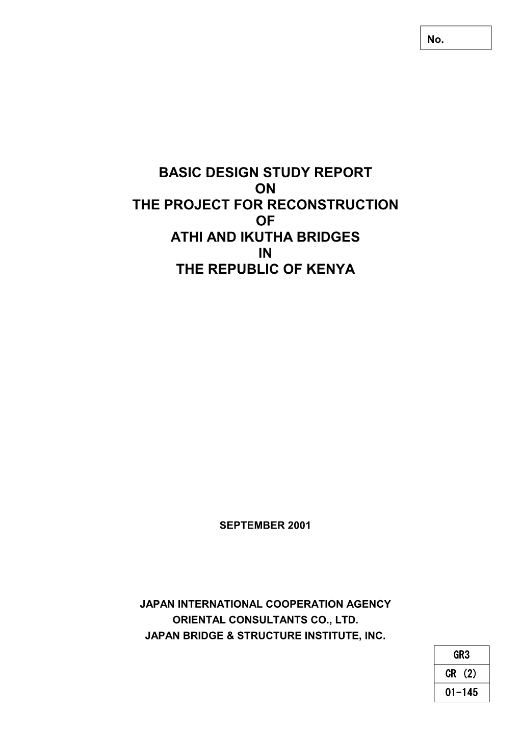 Basic Design Study Report on the Project for Reconstruction of Athi and Ikutha Bridges in the Republic of Kenya