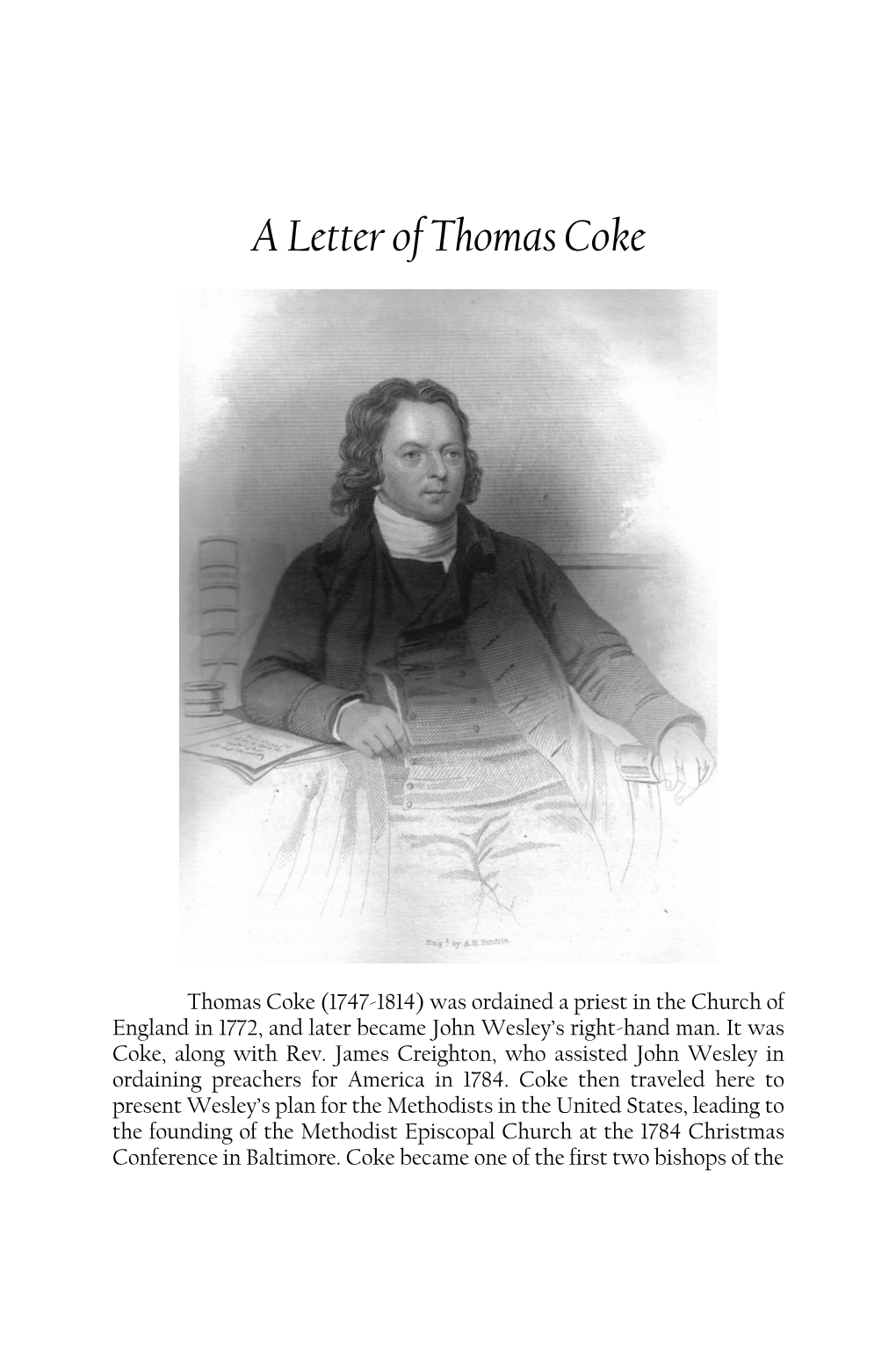 A Letter of Thomas Coke