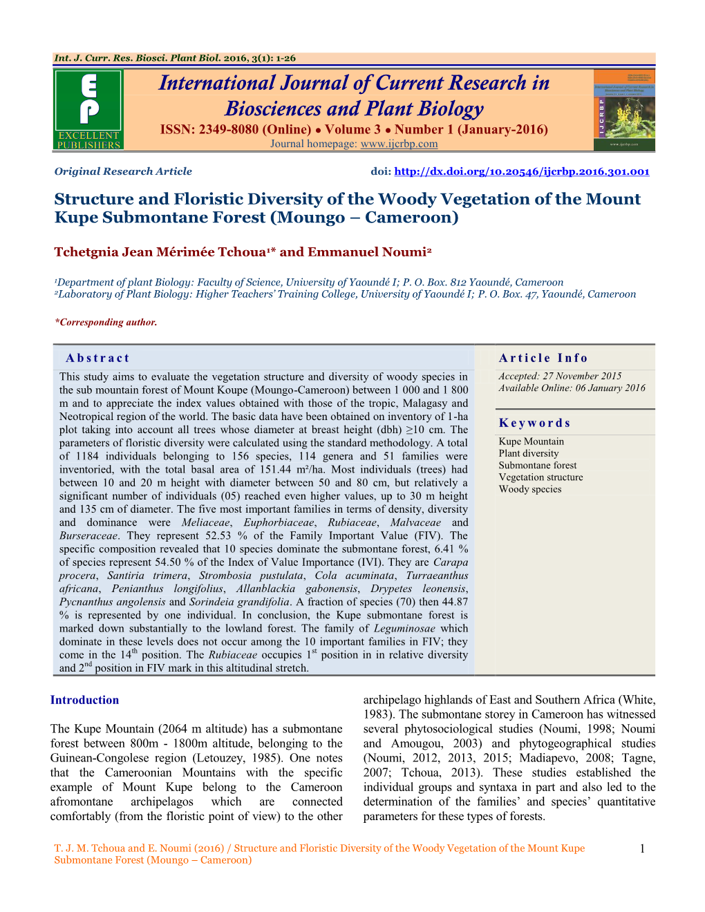 International Journal of Current Research in Biosciences and Plant