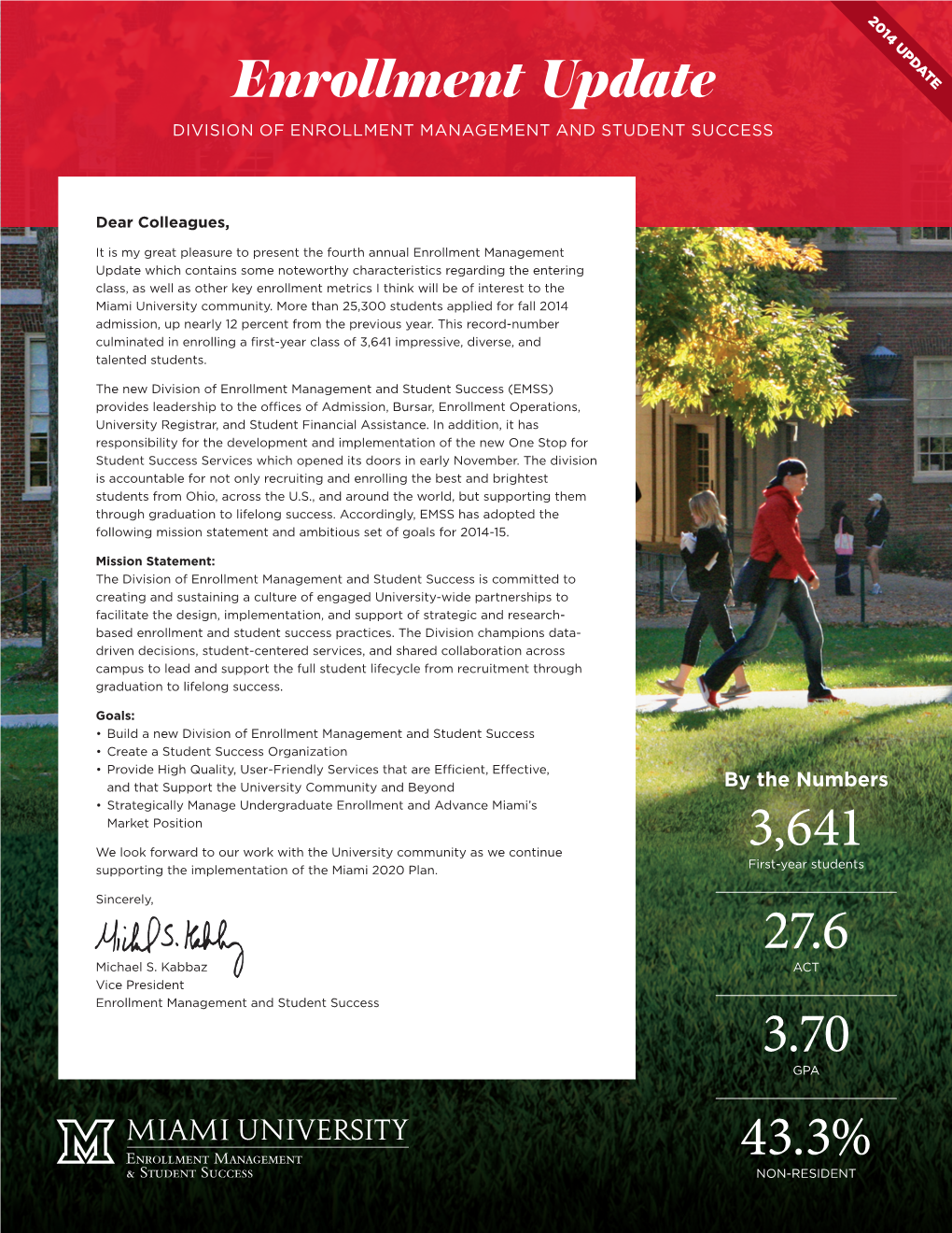 Miami University Enrollment Update 2014