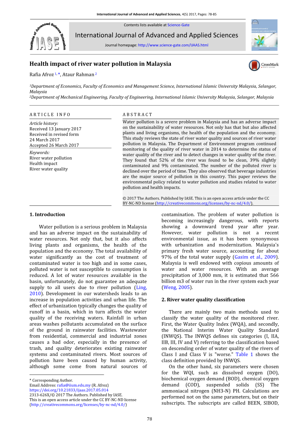 International Journal of Advanced and Applied Sciences, 4(5) 2017, Pages: 78-85