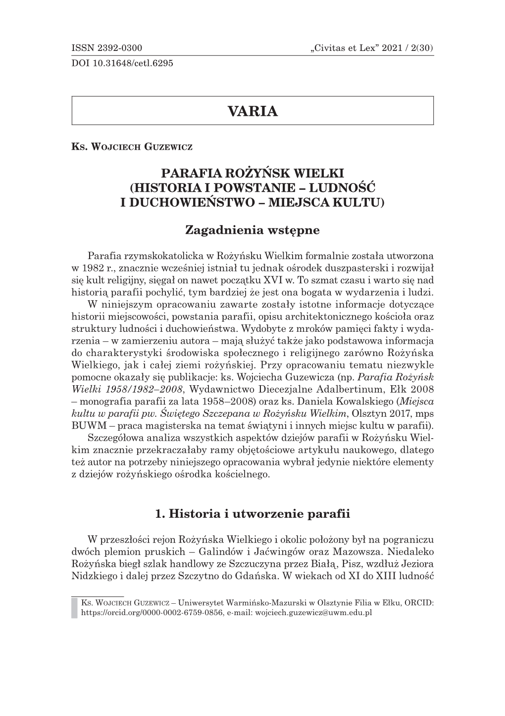 Parafia Rożyńsk Wielki (Historia I Powstanie – Ludność I Duchowieństwo – Miejsca Kultu)