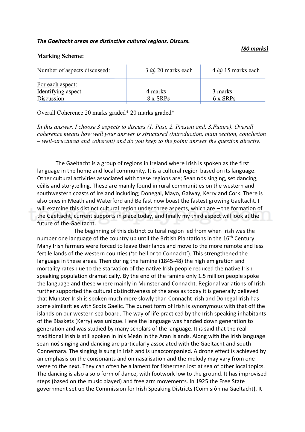 The Gaeltacht As a Distinct Cultural Region