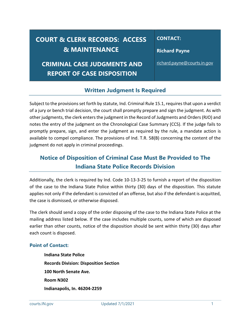 Court & Clerk Records: Access & Maintenance