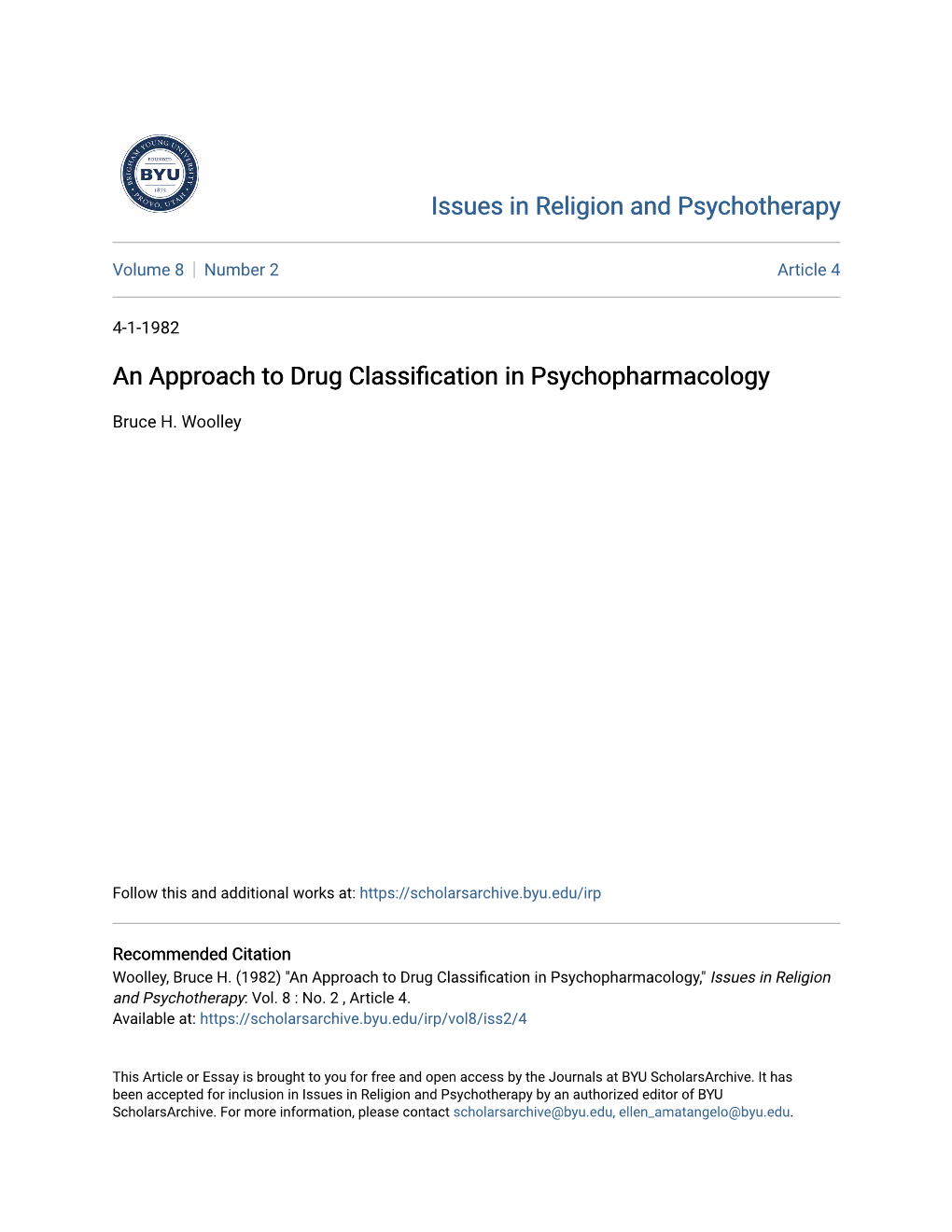 An Approach to Drug Classification in Psychopharmacology