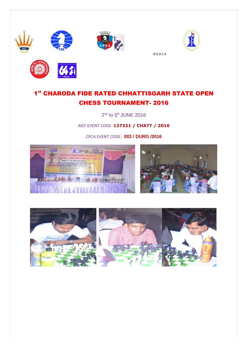 1St CHARODA FIDE RATED CHHATTISGARH STATE OPEN CHESS TOURNAMENT- 2016