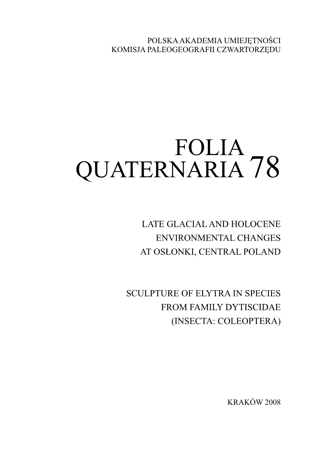 Folia Quaternaria 78