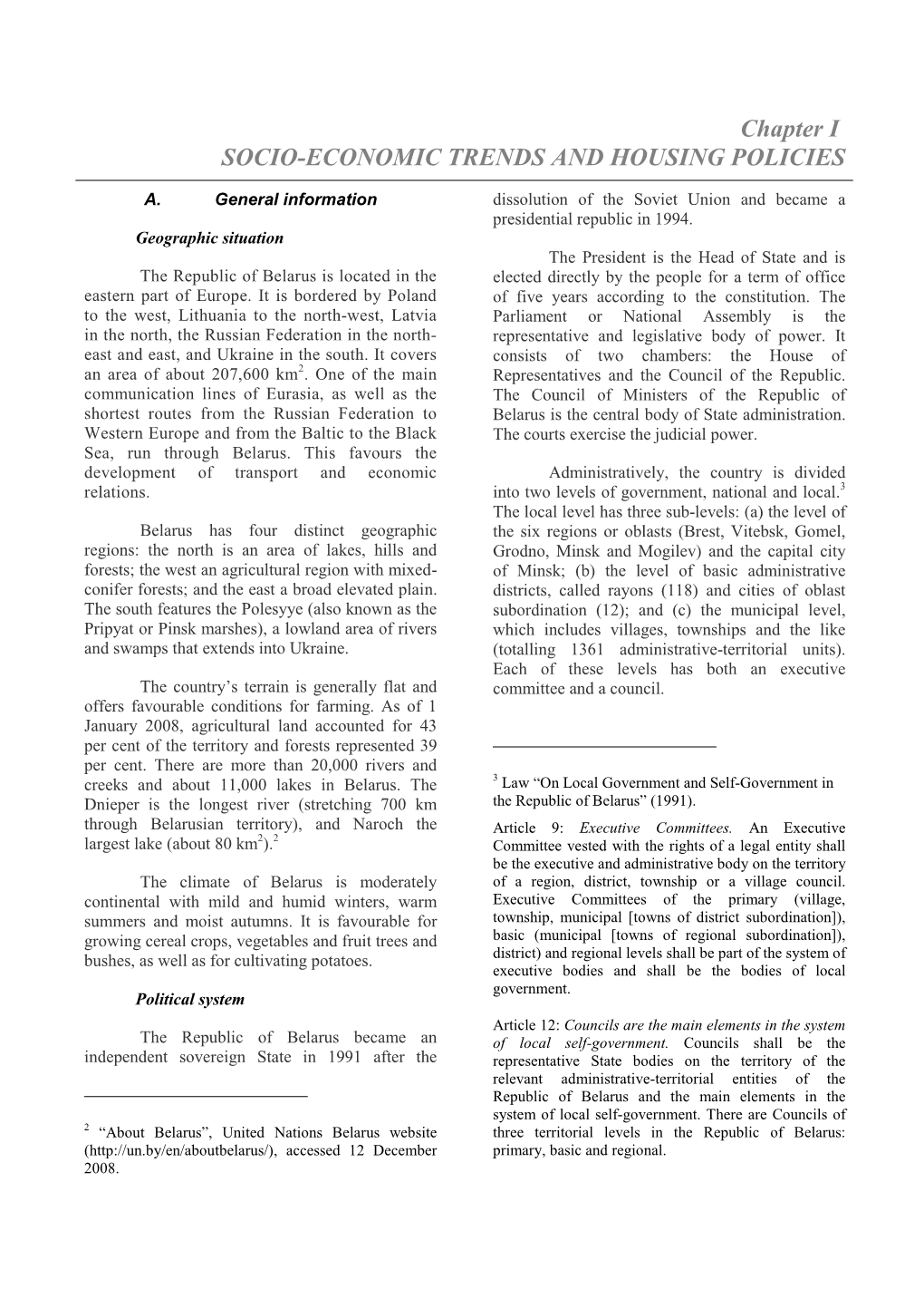 Chapter I SOCIO-ECONOMIC TRENDS and HOUSING POLICIES