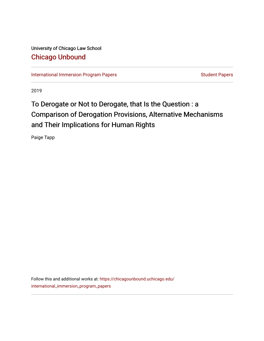 A Comparison of Derogation Provisions, Alternative Mechanisms and Their Implications for Human Rights