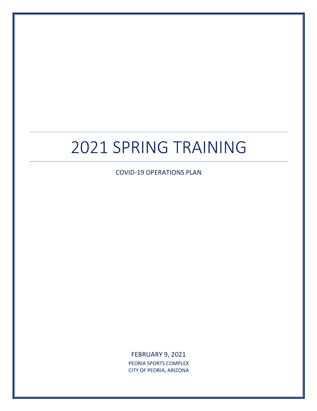 2021 Spring Training COVID-19 Operations Plan