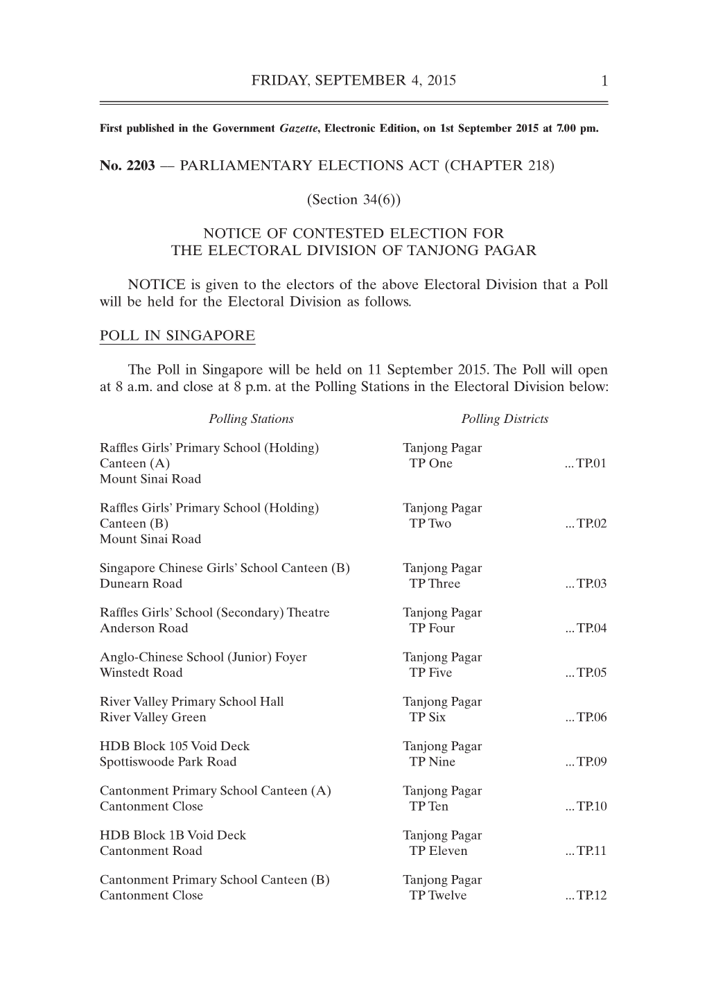 Parliamentary Elections Act (Chapter 218)