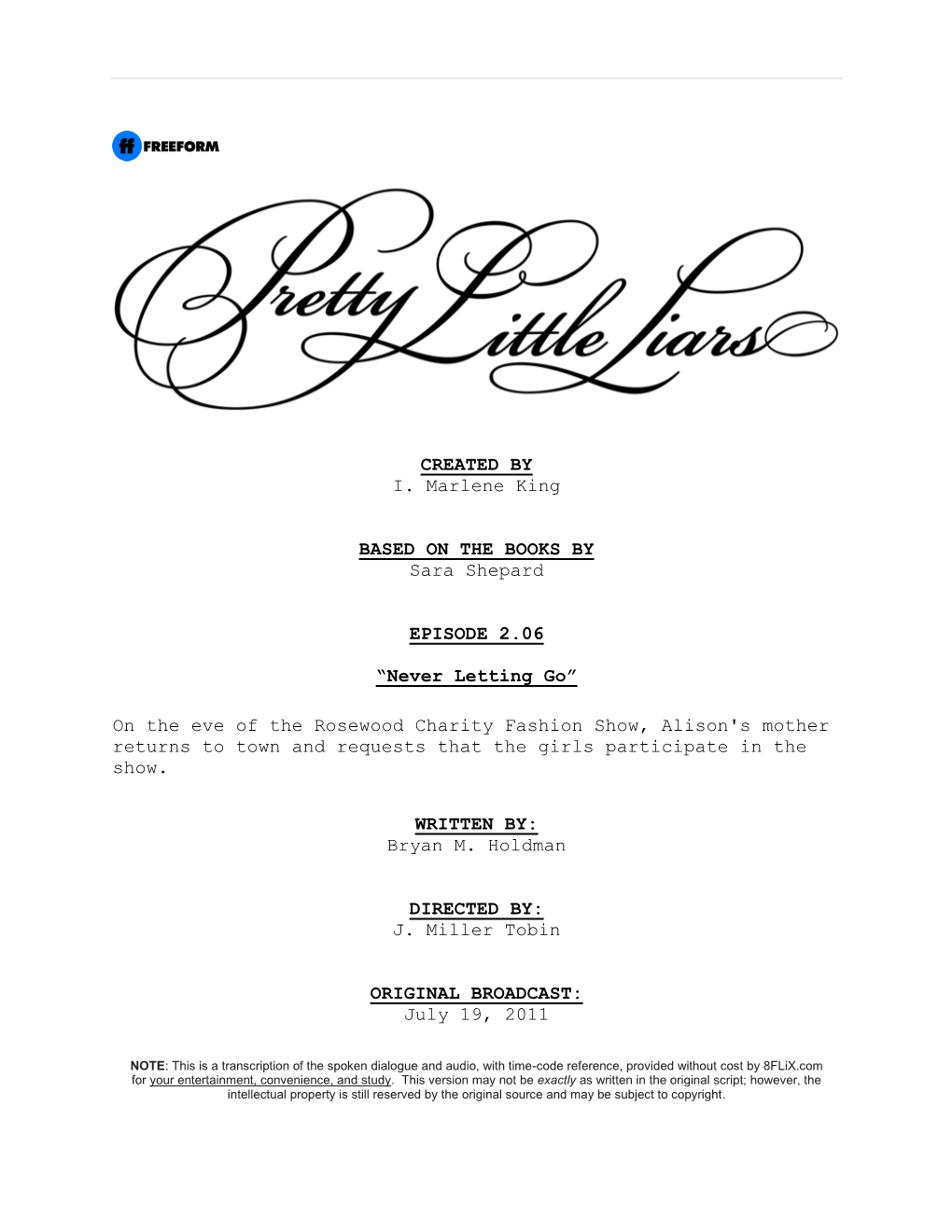 Pretty Little Liars | Dialogue Transcript | S2:E06