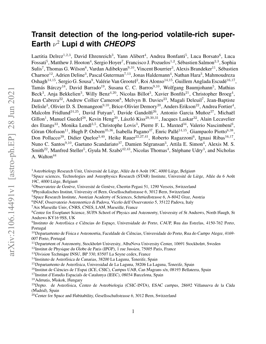 Transit Detection of the Long-Period Volatile-Rich Super-Earth $\Nu^ 2