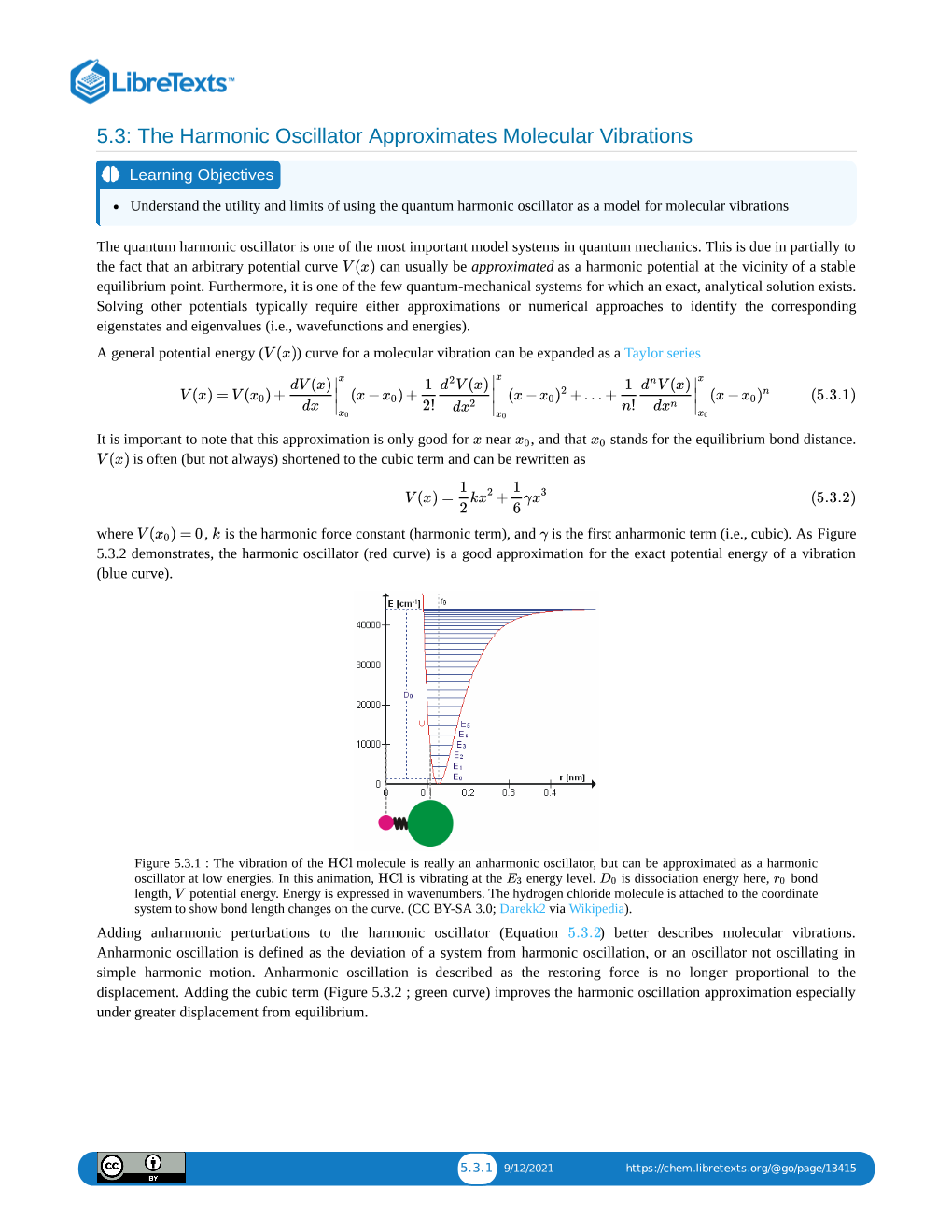 The Harmonic Oscillator Approximates Vibrations