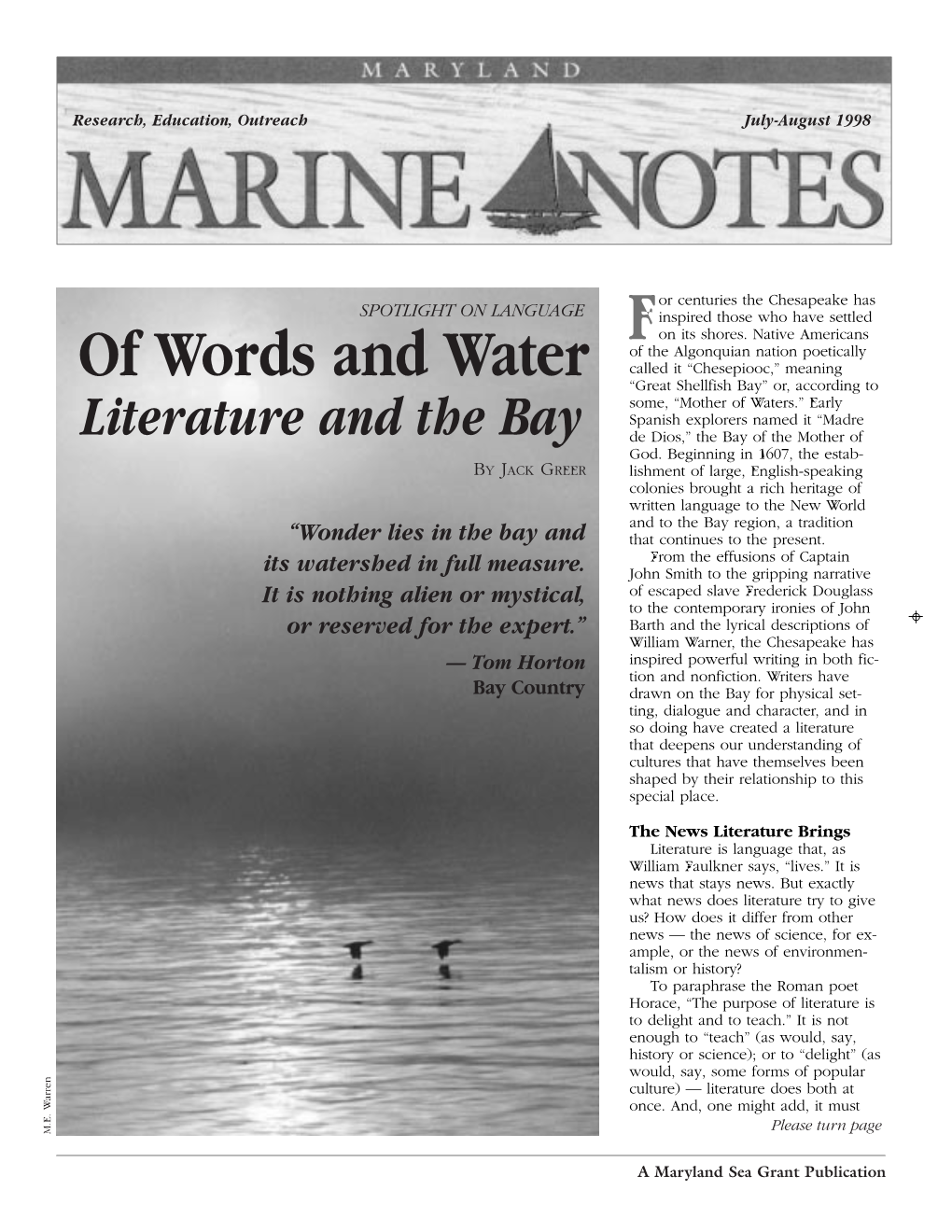 Of Words and Water Literature and the Bay (On Literature and The