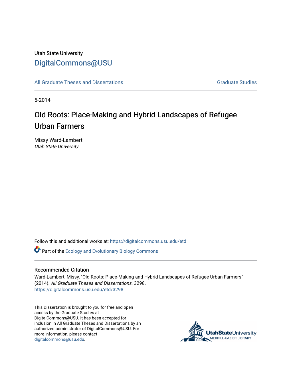 Place-Making and Hybrid Landscapes of Refugee Urban Farmers