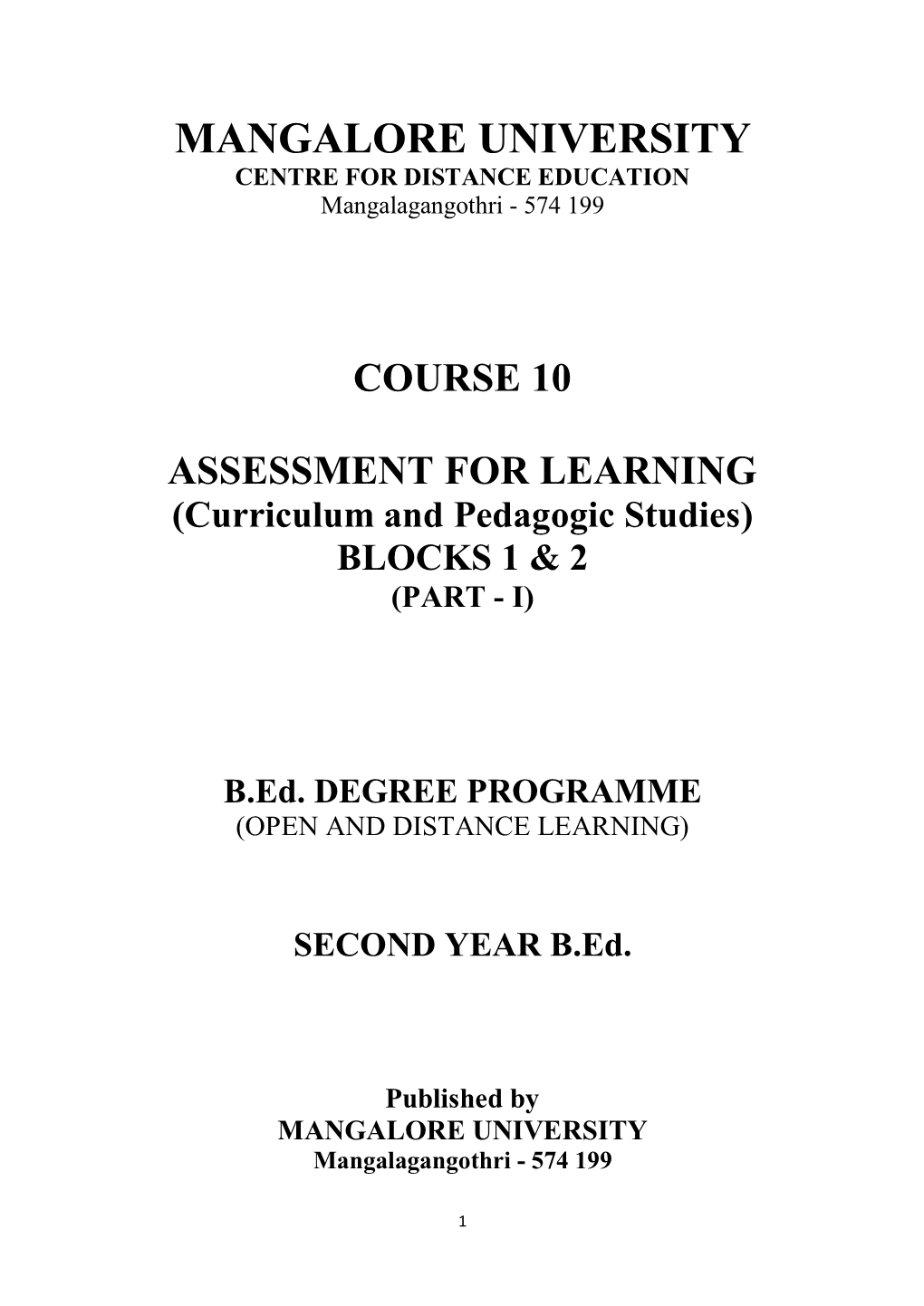 Course 10 Assessment for Learning