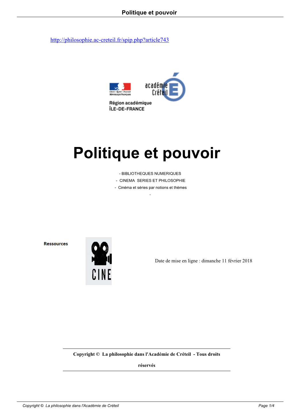 Politique Et Pouvoir